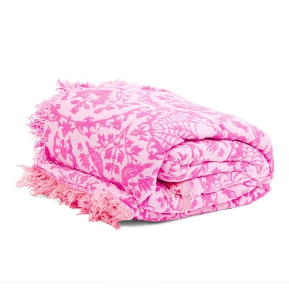 🔹️Cynthia Rowley🔹️ Pink Multi Skeleton Chenille Throw KING Blanket - Picture 2 of 2